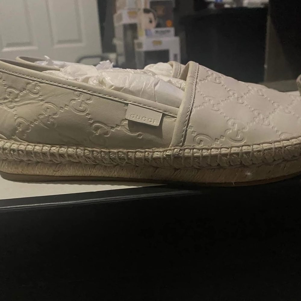 Gucci Cream Embossed Espadrilles